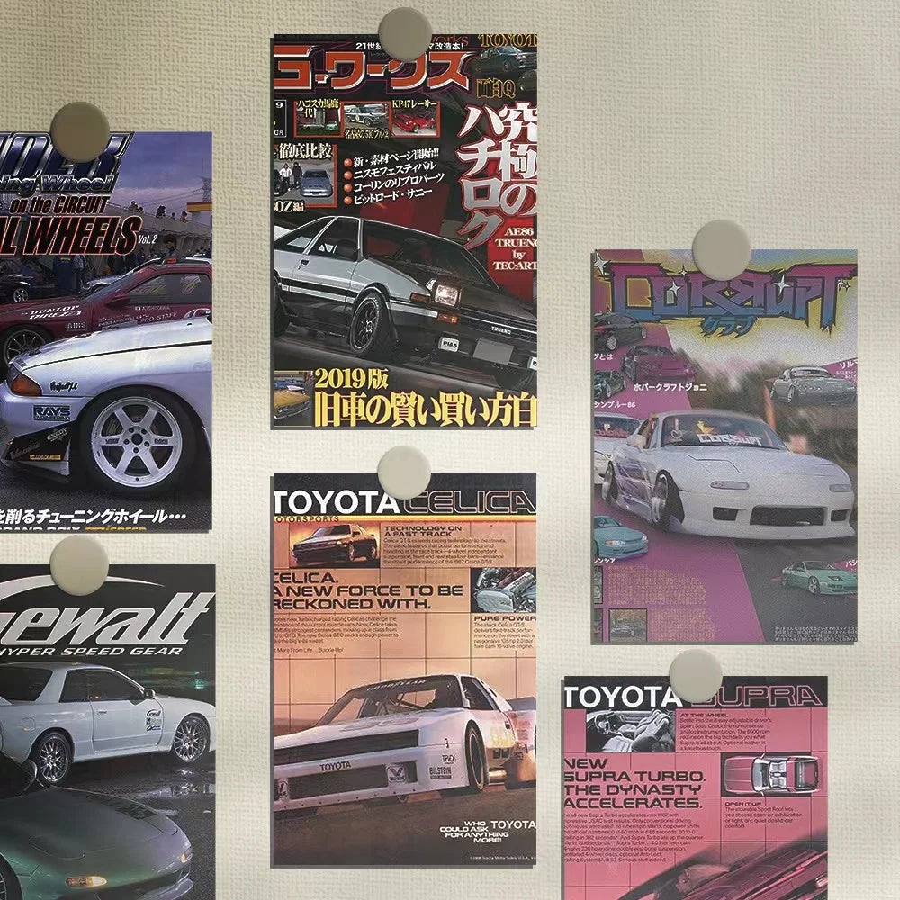 10Pcs JDM Car Racing Posters