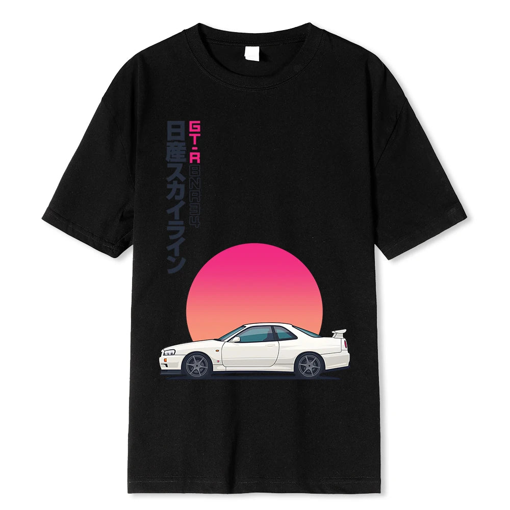 GTR R34 Skyline JDM Aesthetic Sun Drift Street Racing T Shirt