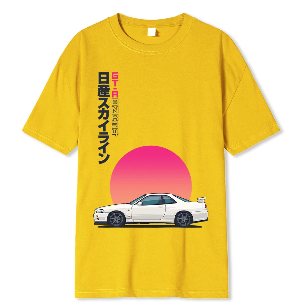 GTR R34 Skyline JDM Aesthetic Sun Drift Street Racing T Shirt