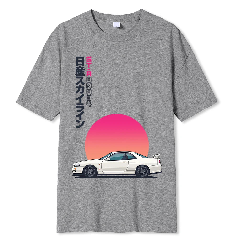 GTR R34 Skyline JDM Aesthetic Sun Drift Street Racing T Shirt