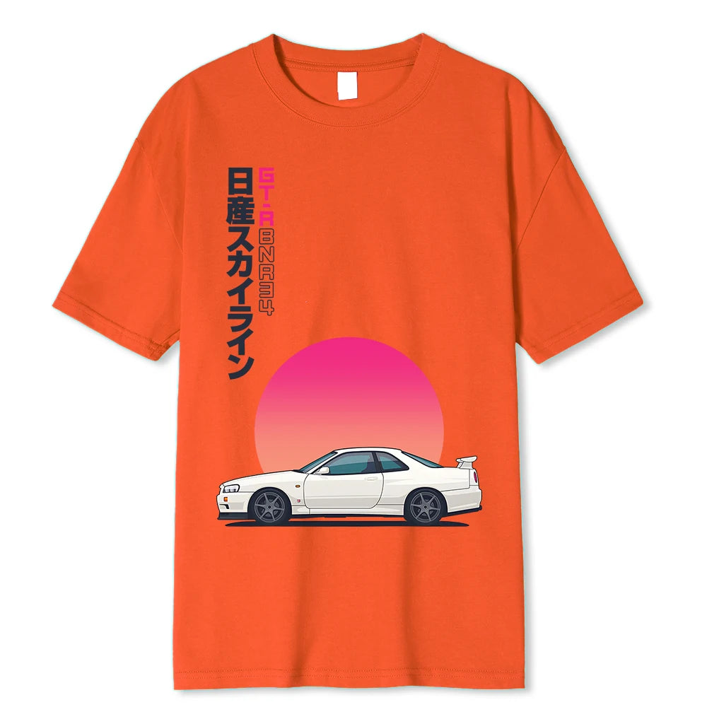 GTR R34 Skyline JDM Aesthetic Sun Drift Street Racing T Shirt