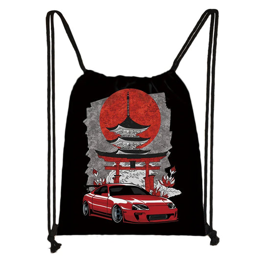 JDM Red Sun Supra Racing Drawstring Bag