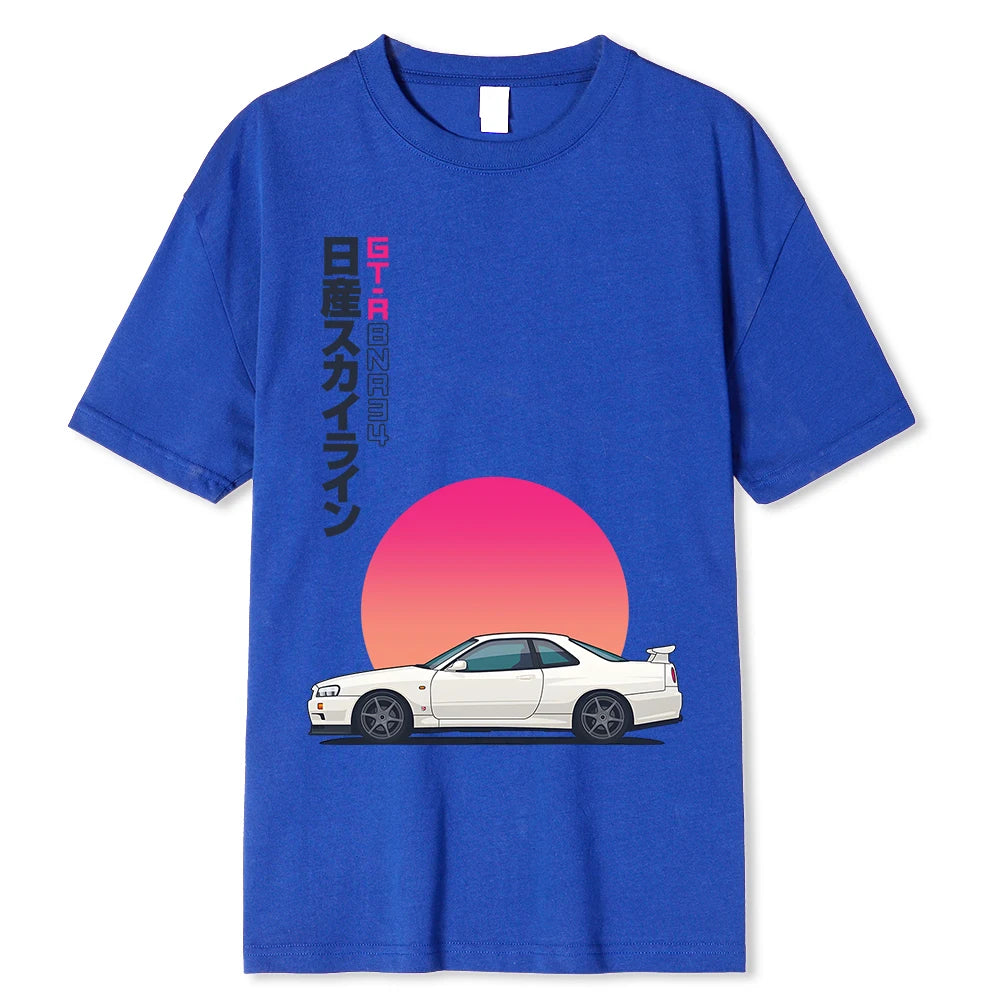 GTR R34 Skyline JDM Aesthetic Sun Drift Street Racing T Shirt