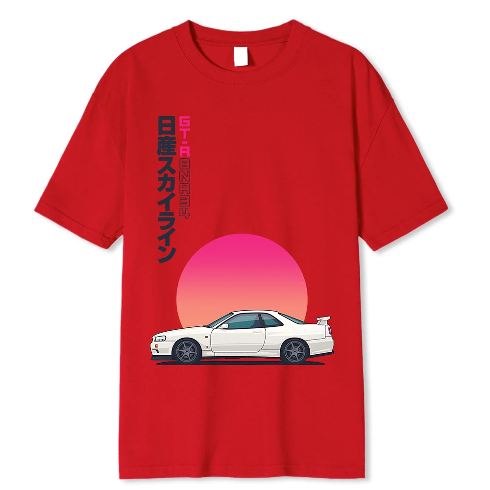 GTR R34 Skyline JDM Aesthetic Sun Drift Street Racing T Shirt